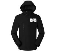 Men's Waterproof Ski Jacket, Warm Winter Snow Coat, Mountain Windbreaker for Doctor Who, Full Zip windproof Jacket with Hooded for Travelling Camping Running Hiking,Black-3x_l