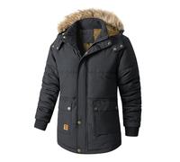 Men's Waterproof Ski Jackets Thick Fluff Lining Winter Warm Padded Coats Oversized Chunky Thermal Fleece Lined Full Zip Outdoor Down Jacket with Detachable Hood Black,4XL