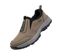 Men's Waterproof Slip On Shoes Summer Outdoor Hiking Trainers Wide Fit Durable Upper Orhtopendic Sneakers Non Slip Sole Comfortable Loafers for Fishing and Gardening,Khaki, Size 10