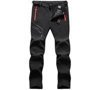 Men's Waterproof Softshell Fleece Lined Stretch Windproof Outdoor Walking Trousers Warm Thicken Padded Hiking Ski Pants with Zip Pockets,Black Women,32