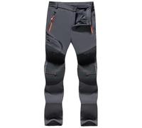 Men's Waterproof Softshell Fleece Lined Stretch Windproof Outdoor Walking Trousers Warm Thicken Padded Hiking Ski Pants with Zip Pockets,Grey Men,34