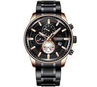 Men's Waterproof Sports Watch Military Multifunction Chronograph Fashion Quartz Calendar with Metal Strap, Pink, Gold, Black, Pink, Gold, Black, Sports