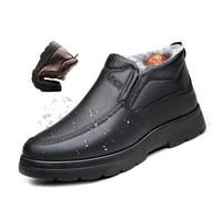 Men's Waterproof Thickened Warm Fur Lined Winter Snow Boots, Anti-Slip Outdoor Slip On Sneakers Boots Lightweight Casual Walking Shoes (8,Black)