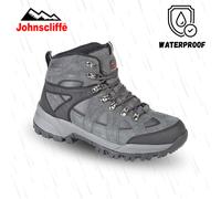 Mens Waterproof Walking Boots Johnscliffe Grey Leather Lace Up Ankle Grip Tread