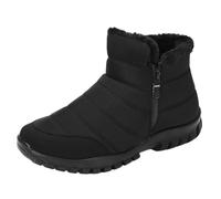 Men's Waterproof Warm Zipper Snow Ankle Boot,Winter Comfy Boots Lined Slip on Casual Walking Cotton Shoes(Black,10.5)