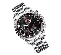 Mens Waterproof Watch | 100g Stainless Steel Case Back with Crystal Glass | 260mm Japanese Movement 30m Water Resistant Wristwatch | 43.5mm with 11mm Thickness