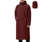 Men's Waterproof Windbreaker Long Hooded Raincoat Lightweight Solid Color Jacket