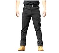 Men's Waterproof Work Trousers UK Custom Name Text 100% Polyester High Stretch Cargo Pants Multi-Pocket Durable Work Trousers for Hiking Cycling Camping Combat Military Use Black