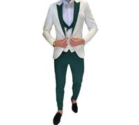 Men's Wedding Groom Suit 3 Piece Jacket Pants Vest Formal Tuxedo Elegant Men's Suit Bow Tie sea Blue S