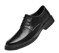 Mens Wedding Prom Leather Shoes Korean Style Formal Lace Up Slip Resistant Oxfords Modern Fashionable Waterproof Dress Shoes(Negro,5.5 UK)