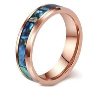 Mens Wedding Rings Tungsten, Shell Inlay, Beveled Edge 4/6/8mm Size L to X | Engagement Ring Comfort Fit, Promise Ring Minimalist