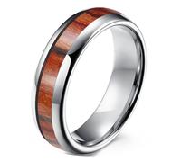 Mens Wedding Rings Tungsten, Wood Inlay Ring Band 4/6/8mm Size L to X | Engagement Ring Comfort Fit, Promise Ring Minimalist