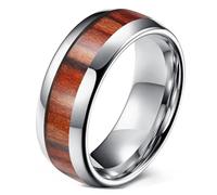 Mens Wedding Rings Tungsten, Wood Inlay Ring Band 4/6/8mm Size L to X | Engagement Ring Comfort Fit, Promise Ring Minimalist