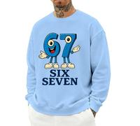 Men's Weekend Pullover, Long Sleeve, 6 7 Graphic, Novelty Crewneck, Casual Sweatshirt, Fall Winter Streetwear, Soft Inside,L