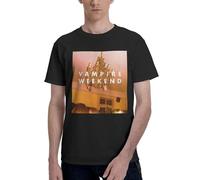Men's Weekend Rock Band Vampire Slim-fit Classic T-Shirt Wear-Resistant Top Atmospheric and Versatile T-Shirt Black L