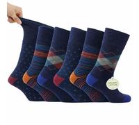 Mens Wellness Sox - 6 Pairs Organic Cotton Socks with Non-Elastic Cuff - Work, Walking & Travel | Antibacterial Diabetic | UK 6-11 | EU 39-46 (UK, Alpha, One Size, Regular, Regular, Nelson)