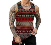 Men's Western Aztec Print Tank Tops Summer Sleeveless Crewneck Shirts Workout Bodybuilding Gym Running Tops Cycling Vest