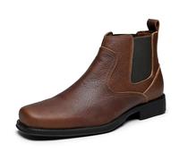 Men's Western Chelsea Cowboy Boots Square Toe, All-Weather Slip On Casual Boots for Ultimate Comfort & Durability, Dark Brown, 9 UK