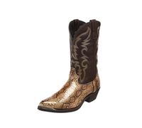 Men's Western Cowboy Boots Snakeskin Embossed Pointed Toe Leather Mid-Calf Chelsea Boots Vintage Rider Boots,Gold,10 UK