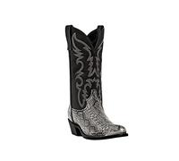Men's Western Cowboy Boots Snakeskin Embossed Pointed Toe Leather Mid-Calf Chelsea Boots Vintage Rider Boots,Silver,8.5 UK