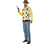 Smiffys Western Cowboy Costume, Yellow Top, Trousers & Belt, Cowboys and Indians Fancy Dress, Western Dress Up Costumes