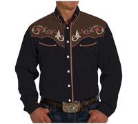 Men's Western Cowboy Shirts Long Sleeve Embroidered Shirts Slim Fit Casual Button Down Shirt with Pockets Lady Swim Shirt Gold
