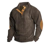 Men's Western Fleece Jacket Bull Head Print Pullover 1/4 Zip Stand-Up Collar Vintage Long Sleeve Distressed Shirt Retro Outdoor Tactical Shirt Long Sleeve Casual Sweatshirts, coffee, XL