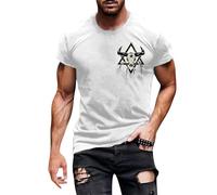 Men's Western Style T Shirt Bull Skull Pattern Summer Short Sleeve Cowboy Casual Top