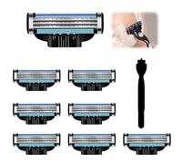 Men's Wet Razor, Razor + 8 Razor Blades, Turbo Wet Razor with Triple Blade, Replacement Blades for Men Wet Razor, Gift for Men