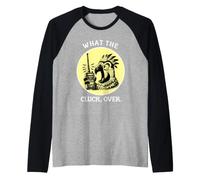 Men's What The Cluck Over Funny Walkie Talkie Bird Graphic Tee Raglan Baseball Tee