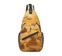 Men's wheat harvest Print Crossbody Sling Bag - Adjustable Strap Breathable Shoulder Backpack with Multi Pockets for Running Hiking Daily Commute Outdoor Use