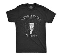 Mens When It Rains It Poes Tshirt Funny Edgar Allan Poe Poetry Graphic Novelty Tee (Heather Black) - S