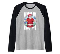 Mens Where My Ho's At - Funny Rude Christmas, Naughty Santa Claus Raglan Baseball Tee