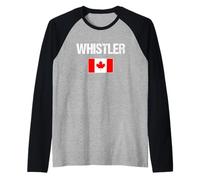 Mens Whistler British Columbia BC Canada Flag Canadian Proud Raglan Baseball Tee