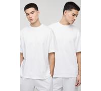 Mens White 2 Pack Basic Oversized Crew Neck T-Shirts, White S