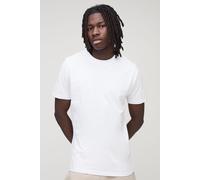 Mens White Basic Slim Fit Crew Neck T-Shirt, White XL