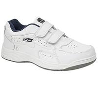 Mens White Coated Leather Fuller Fitting Touch Fastening Trainer - Arizona - White - size UK Mens Size 14