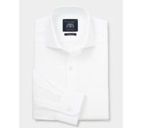 Men's White Cotton Dobby Classic Fit Formal Shirt - Single Cuff - Size: 18" x Standard - 36.5" - Savile Row Company
