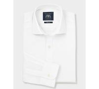 Men's White Cotton Dobby Slim Fit Formal Shirt - Single Cuff - Size: 16" x Extra Long - 36.5" - Savile Row Company