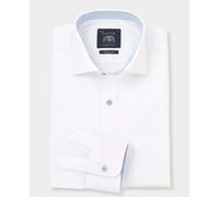 Men's White Cotton Poplin Classic Fit Formal Shirt - Single Cuff - Size: 19.5" x Standard - 38" - Savile Row Company