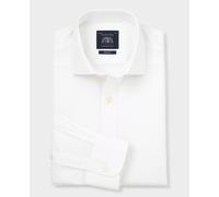 Men's White Cotton Poplin Slim Fit Non-Iron Shirt - Single or Double Cuff - Size: 15.5" x Standard - 34" - Savile Row Company