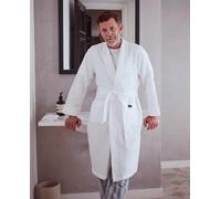 Men's White Cotton Waffle Dressing Gown - Size: Medium - Savile Row Company