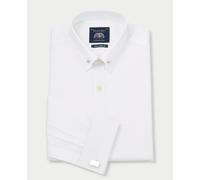 Men's White Extra Slim Fit Pin Collar Shirt - Double Cuff - Size: 16" x Standard - 34.5" - Savile Row Company