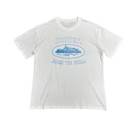 Men's White Loose T-Shirt, Pink Prison Pattern and World Text Design, Casual Short Sleeved Round Neck Sweatshirt, Loose Fashion Top for Street Trend Enthusiasts-color03||l