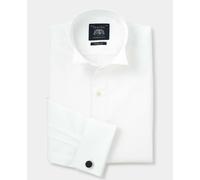Men's White Marcella Wing Collar Classic Fit Dress Shirt - Double Cuff - Size: 18.5" x Standard - 37" - Savile Row Company