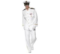 Men's White Naval Captain Deluxe Fancy Dress Costume