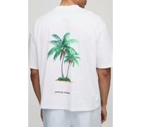 Mens White Oversized Boxy Extended Neck Official Homme Palm T-Shirt, White S