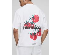 Mens White Oversized Boxy Tomato Graphic T-Shirt, White M