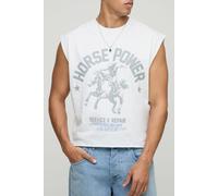 Mens White Oversized Boxy Western Graphic Vest, White M