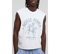 Mens White Oversized Boxy Western Graphic vest, White XS
